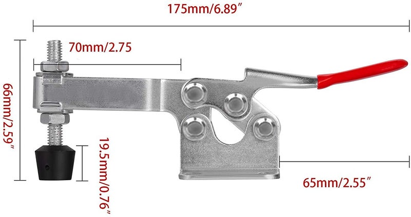 Accessbuy Toggle Clamp Heavy Duty Large Hold Down Clamp 225D 500Lbs Holding Capacity Antislip Horizontal Quick Release Clamp (3Pack) - Image 2